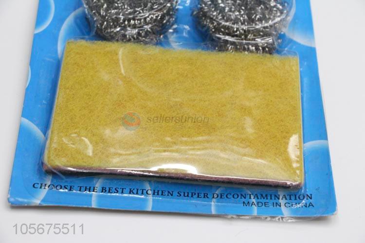 Wholesale kitchen supplies steel wire clean ball and scouring pad set