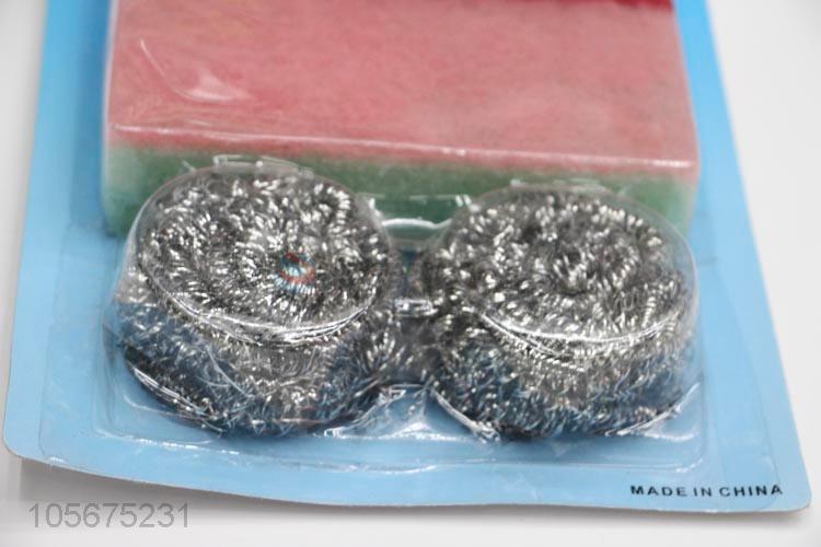 China maker kitchen supplies steel wire clean ball and scouring pad set