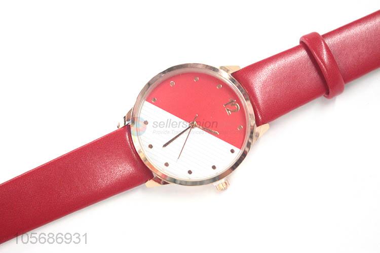 Best Selling PU  Watchband Alloy Watch For Ladies