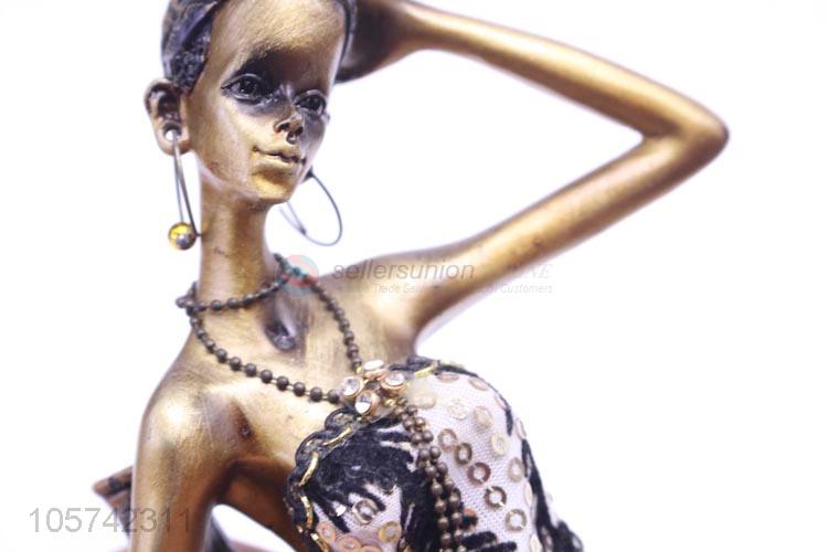 Direct Price Beautiful African Woman Sculpture Resin Indoor Decorative Statue