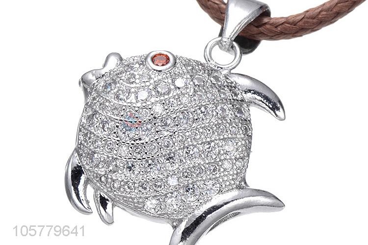 Hot Selling Cute Fish Shape Inlay Zircon Pendant For Necklace