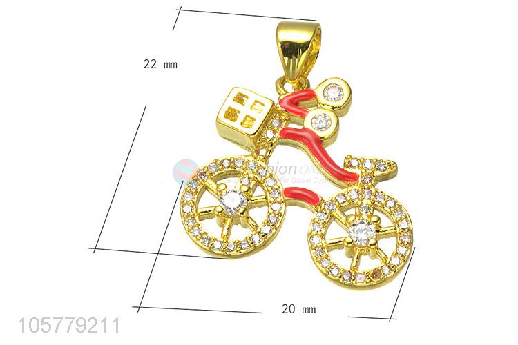 High Quality Bicycle Shape Inlay Zircon Necklace Pendant