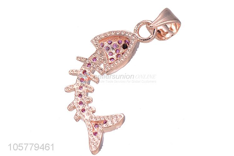 Cartoon Fishbone Shape Copper Pendant Best Jewelry Accessories