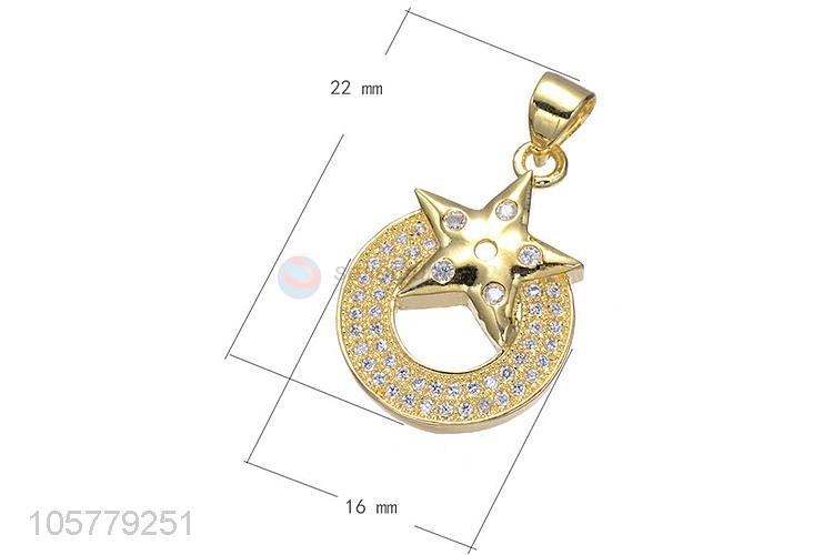 Good Quality Star And Circle Inlay Zircon Necklace Pendant