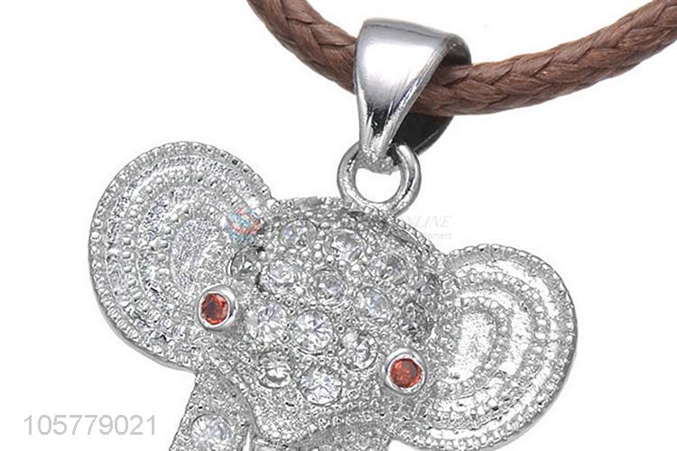 Best Price Elephant Shape Inlay Zircon Necklace Pendant