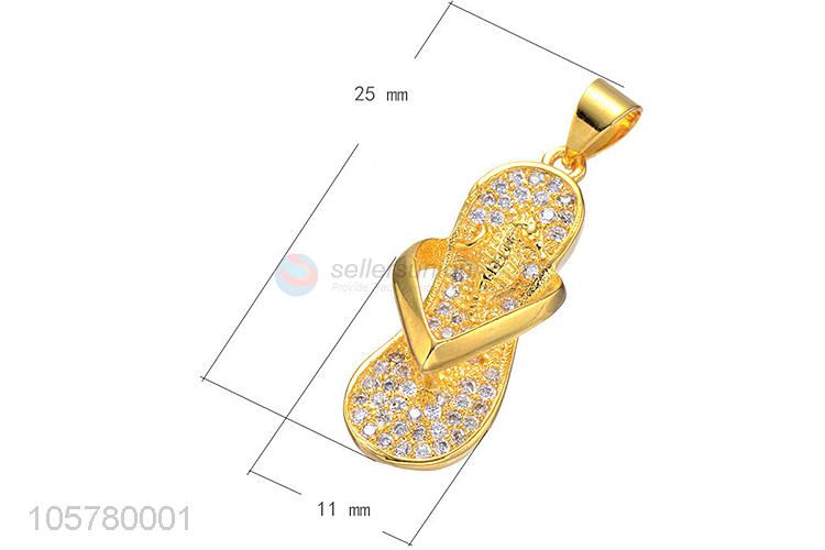 Wholesale Flip Flops Shape Copper Inlay Zircon Pendant