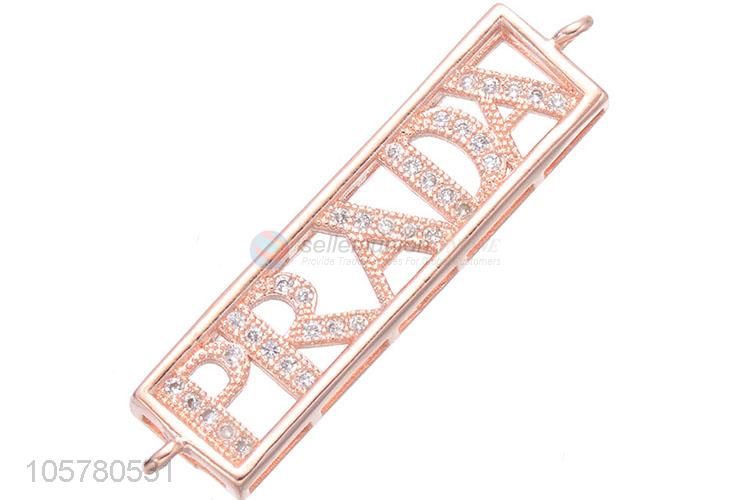 High Quality Letter Design Inlay Zircon Jewelry Components