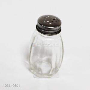 High quality clear glass condiment bottle with steel top