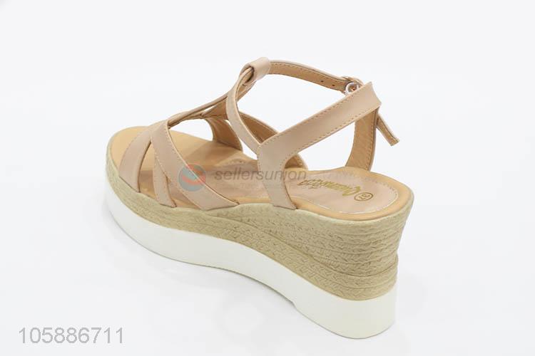 Premium quality custom summer women trendy slope heel sandals