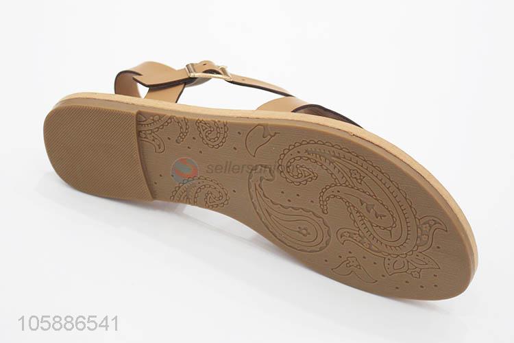 Promotional cheap fashion women braided pu leather flat sandals