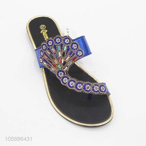 Good sale fancy women outdoor flat slippers with stones