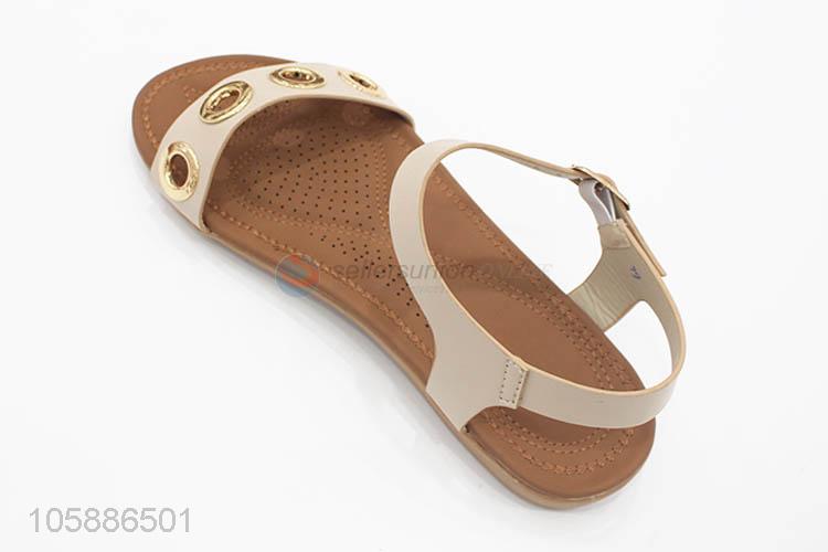 OEM factory fashion women pu leather flat sandals