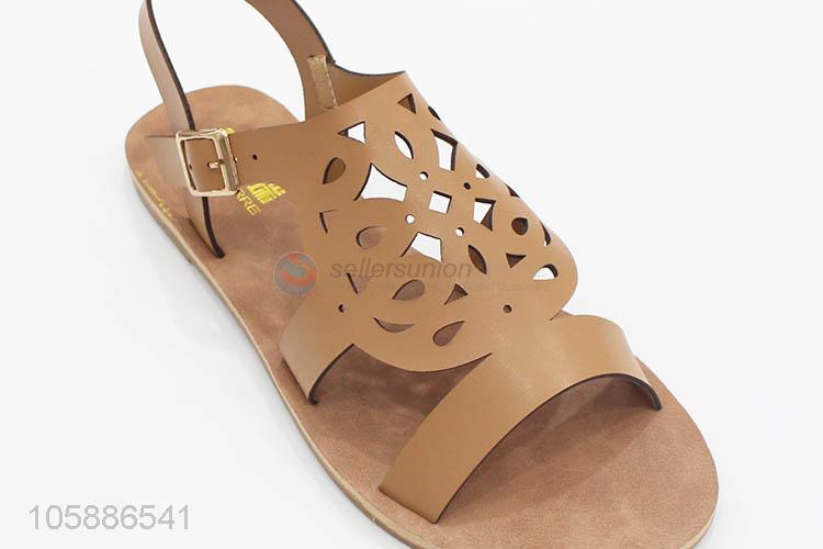 Promotional cheap fashion women braided pu leather flat sandals