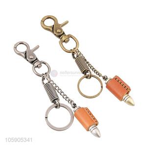 New arrival leather key chain with retro bullet charms