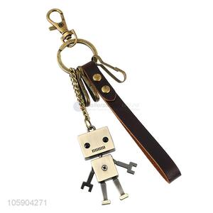 Best sale robot alloy pendant key chain leather key ring