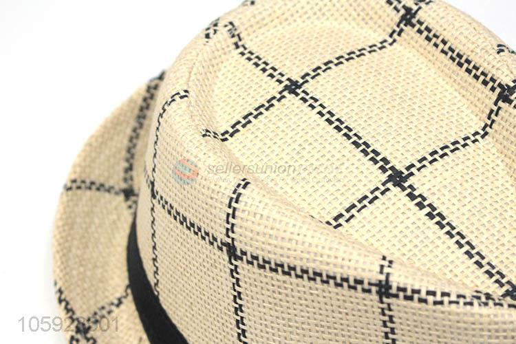 Women and men's woven pape fedora straw hat with belt