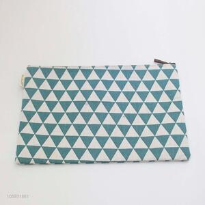 Best Sale Cotton and Linen Triangle Pattern A4 Zipper File Folder Bag