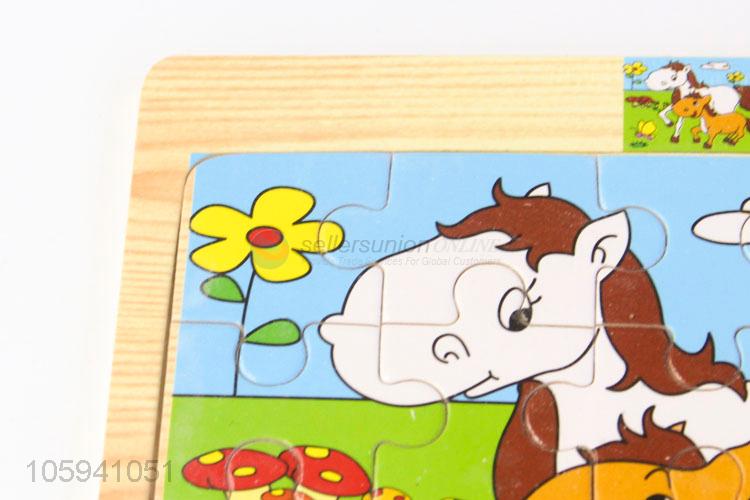 Best Sale Cartoon Animal Wooden Puzzle Early Learning Toy