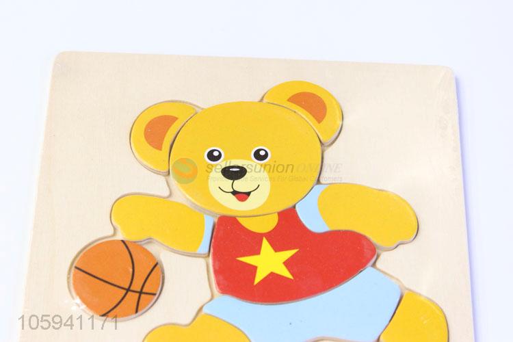 Good Quanlity Cartoon Bear Pattern Educational 3D Wood Puzzle for Baby