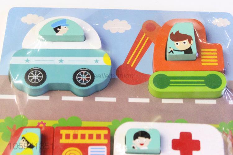 Popular Promotional Cartoon Car Wooden DIY Jigsaw 3D Puzzle for Kids