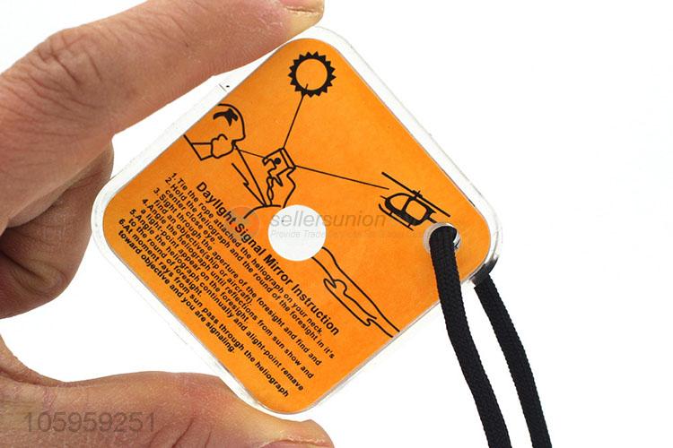 Wholesale sos kit outdoor hiking survival emergency mini signal mirror with whistle lanyard