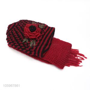 Best price winter warm thick knitted women winter hat and scarf set