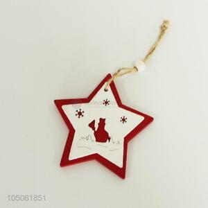 Hot selling five-point star shape wooden Christmas pendants