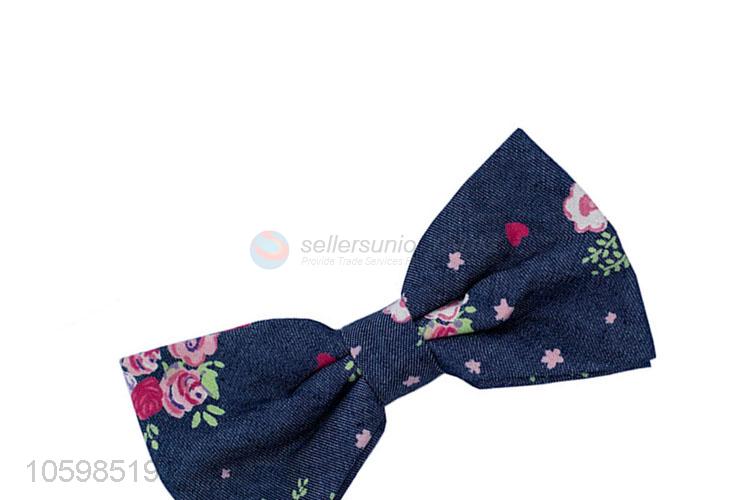 Latest design flower printed 100% cotton men bow tie