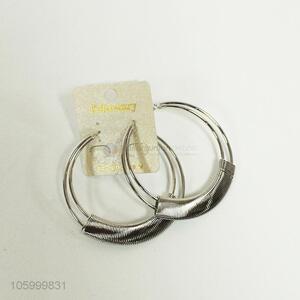 Recent design silver round spring hoops women jewelry