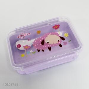 Latest style eco-friendly children cartoon plastic lunch box with spoon