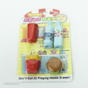 Hot Selling Rubber TPR Cute 3D Earser Funny Erasers Set