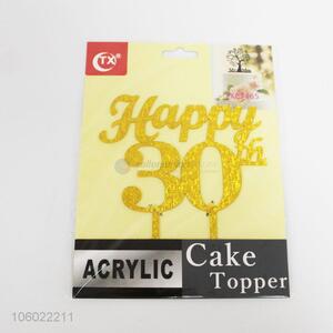 Wholesale golden glitter acrylic birthday cake topper