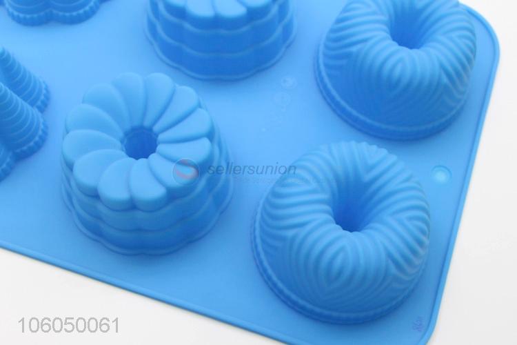 Hot selling 6 cup silicone fancy cake mold