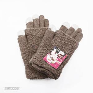 New products women warm imitation cashmere knitting touch screen gloves