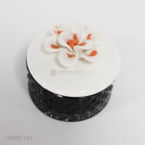 Latest design flower ornament ceramic jewel box trinket present box