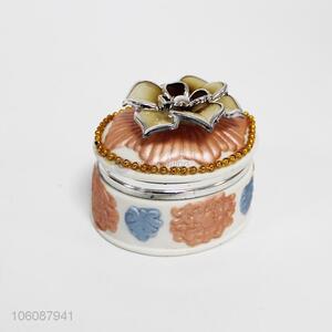 Fancy flower ornament ceramic jewel box trinket present box