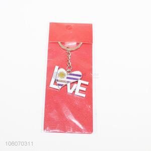 Hot products key chain with love shape metal enamel charm