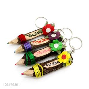 Best Price Wood Kids Crafts Color Pencil Pen with Key Chain
