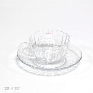New Design Glass Coffee Cup With Plate Set