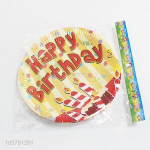 Top selling 10pcs disposable round paper plate birthday desings