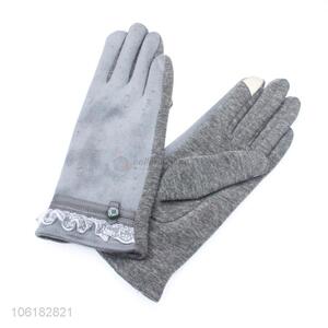 Custom Winter Warm Suede Gloves Women Touch Screen Gloves