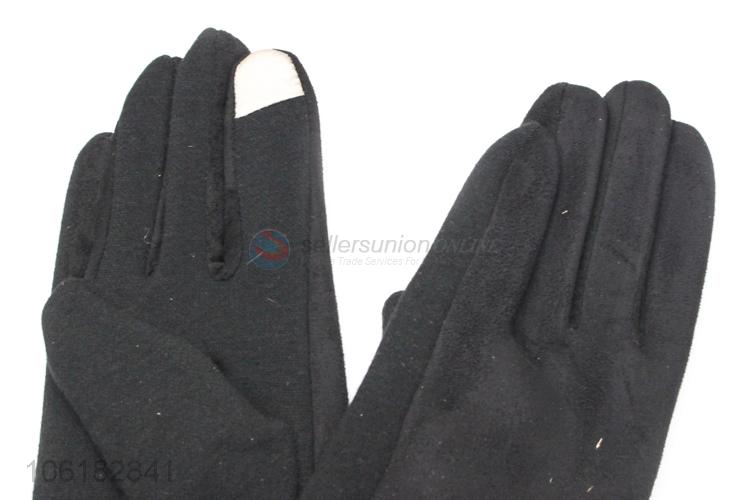 New Design Bowknot Design Suede Gloves Ladies Warm Gloves