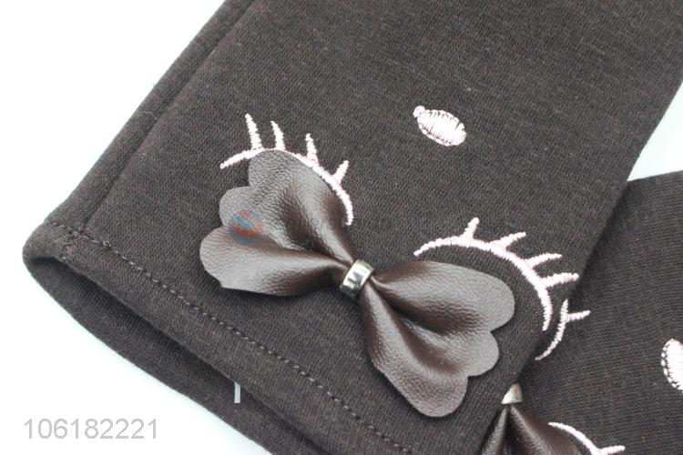 Custom Bowknot Design Winter Warm Gloves For Women