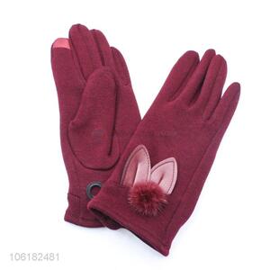 Cute Rabbit Ears Winter Warm Gloves For Women