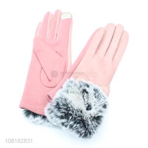 Wholesale Soft Fur Gloves Fashion Wool Gloves For Women