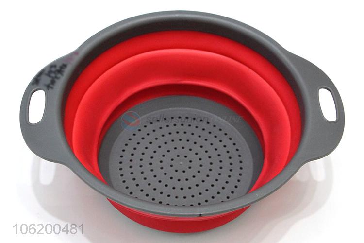 Multi-Color Silicone Round Colander Collapsible Folding Strainer Basket