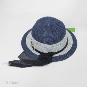 Hot sale paper straw hat beach hat with bowknot for lady