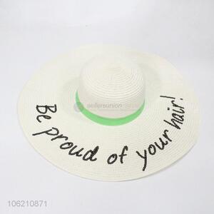 Women summer beach embroidery plain plain sun visor hat wide brim straw hats