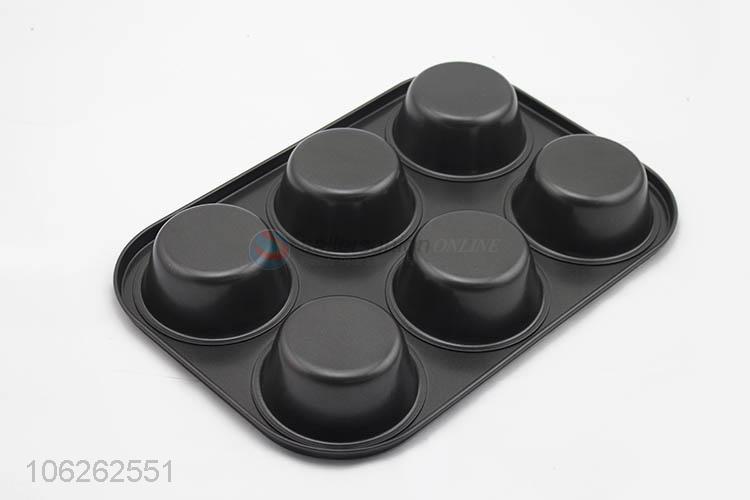 Premium Quality 6 Hole Deep Muffin Tray Round Cast Iron Bakeware Cake Mould