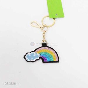 Hot sale glitter rainbow key chain key rings